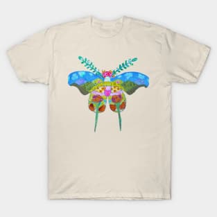 Poppies and Blue Sky Butterfly Karen Payton Art T-Shirt